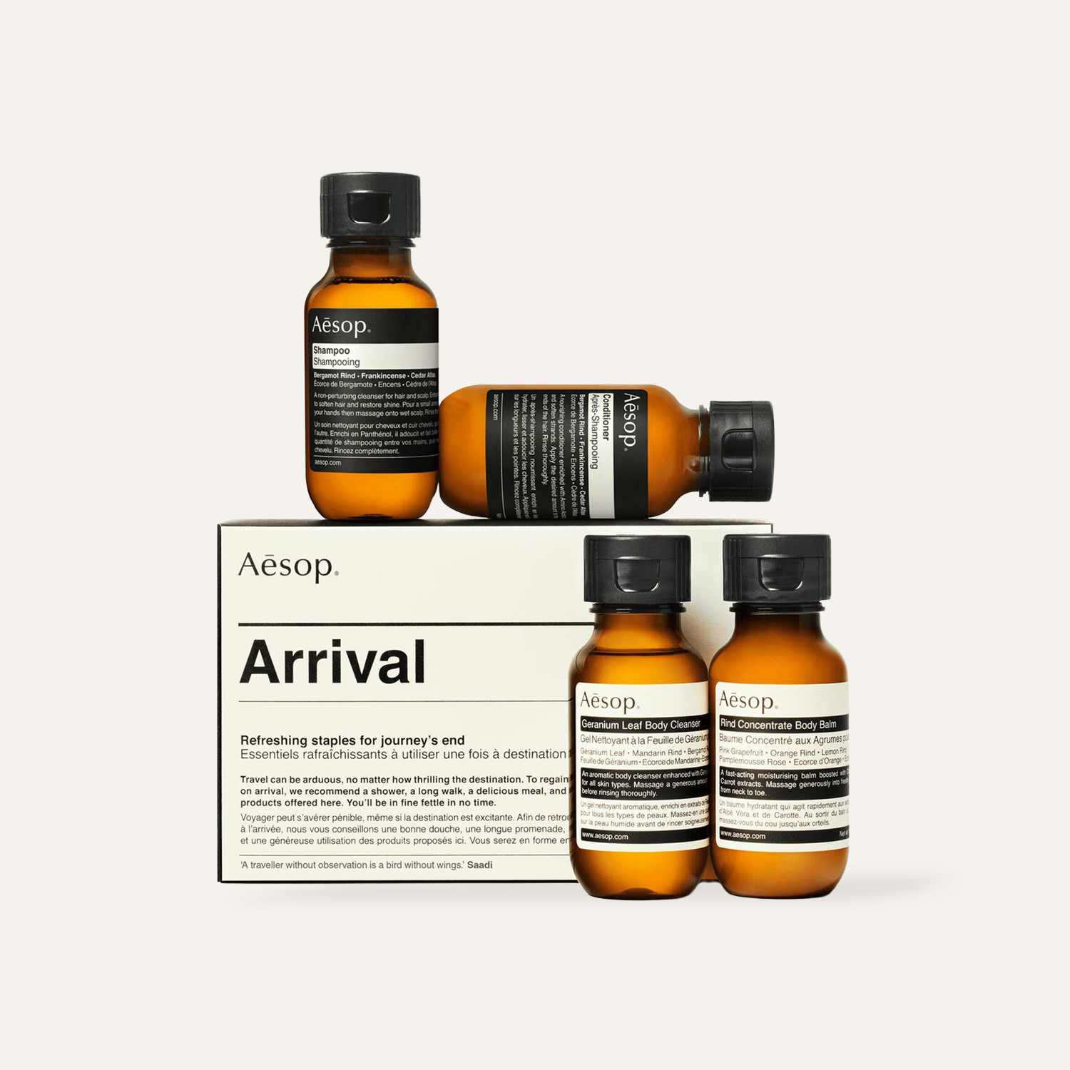 Aesop Arrival Travel Kit - 50Ml | Shampoo & Conditioner Nourishes Hair | Cleanser & Balm Cleanse & Moisturise