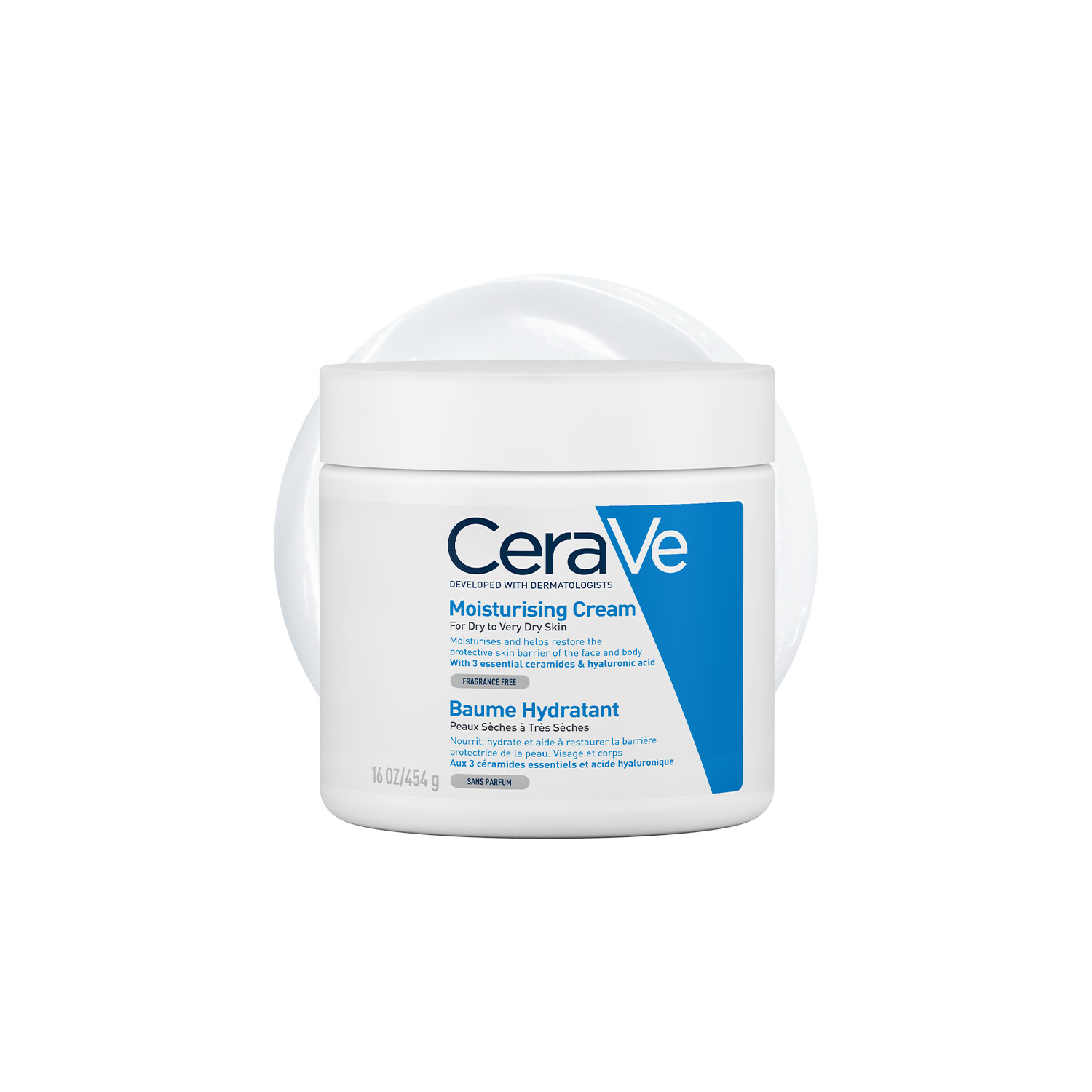 Cerave Cream Moisturising - 454Ml | Non-Greasy & Fast-Absorbing Formula | Locks In Moisture | Strengthens Skin Barrier