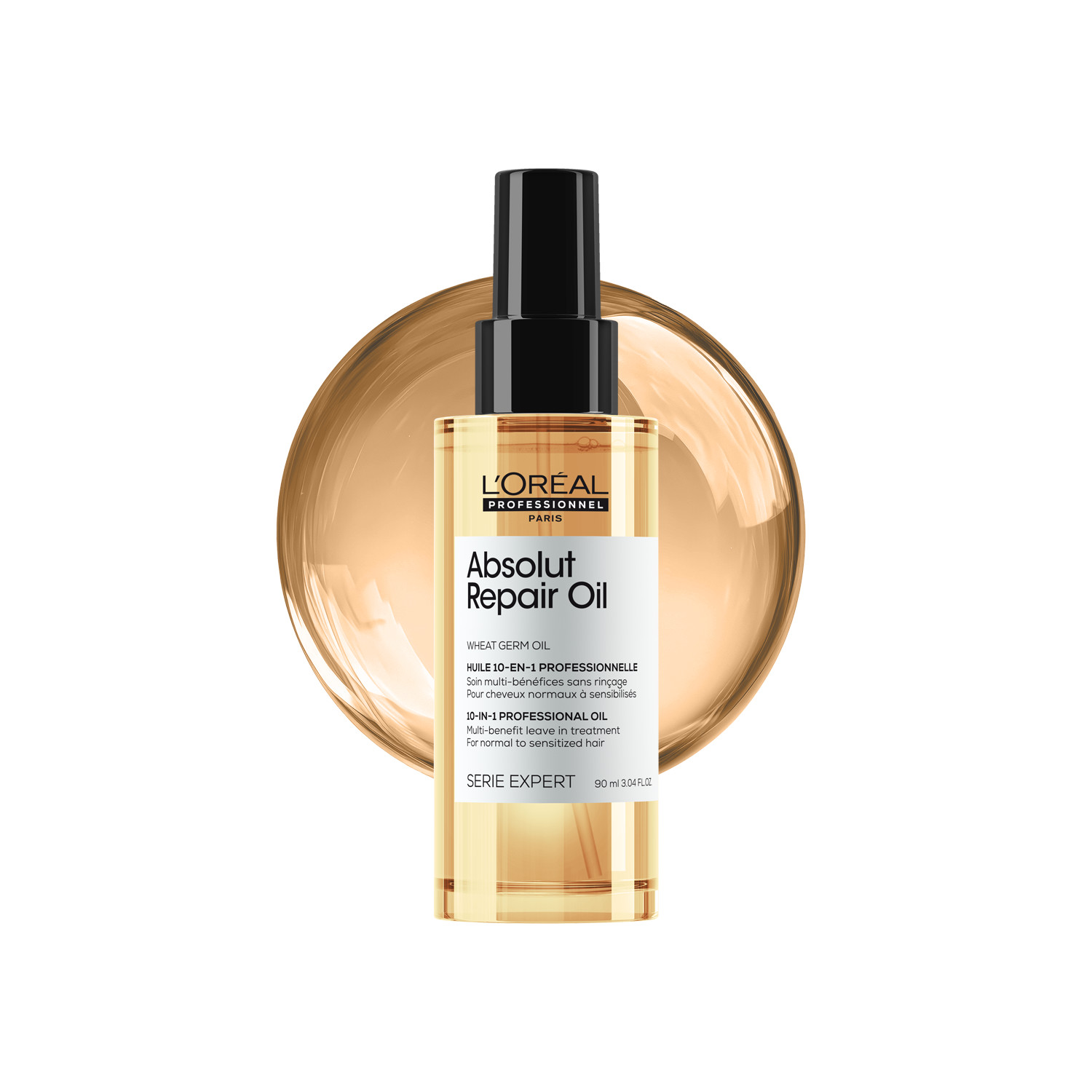 L'oréal Professionnel Gold Absolut Repair 10-In-1 Leave-In Oil - 90Ml | Sulphate Free | Wheatgerm Oil | Enhances Shine | Protein & Quinoa