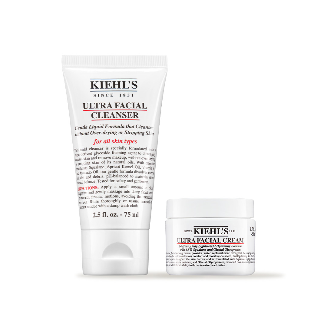 Kiehl’s Ultra Facial Duo Routine | Cleanser Refreshes Skin | Moisturiser Provides Lasting Hydration | Comforts Complexion