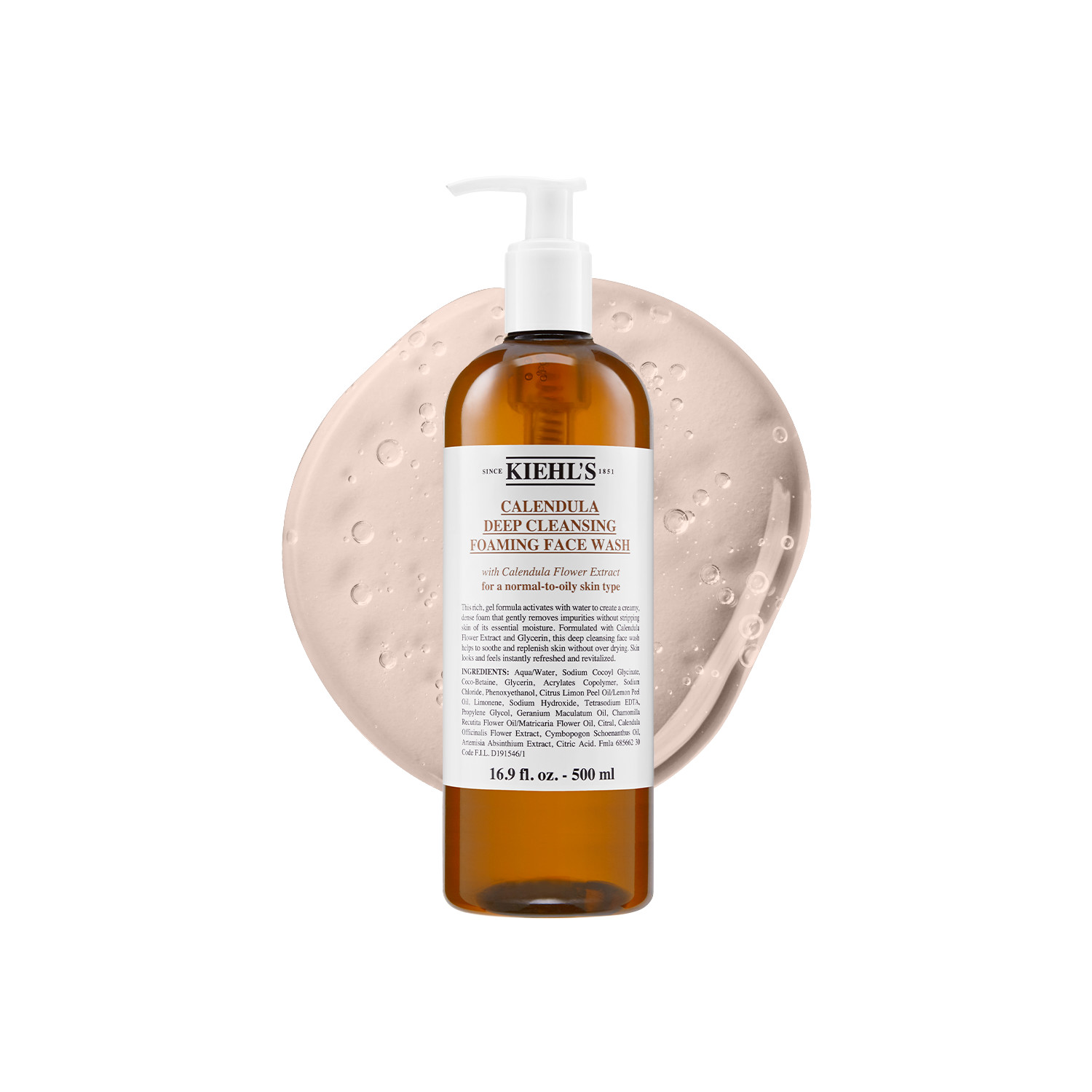 Kiehl’s Kiehl's Calendula Deep Cleansing Foaming Wash - 500Ml | Glycerin | Citric Acid | Ideal For Sensitive Skin