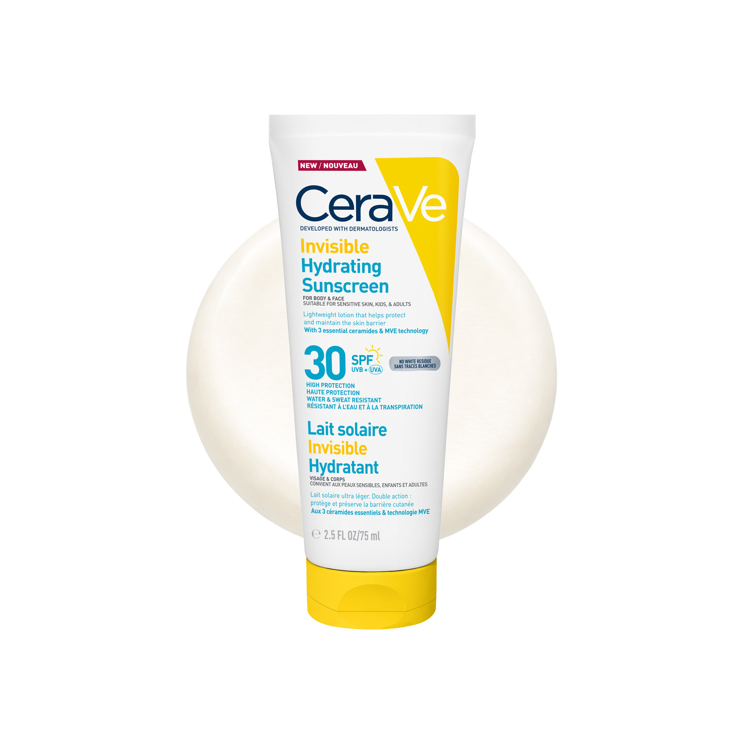 Cerave Invisible Hydrating Sunscreen Spf30 - 75Ml | Provides Invisible Finish | Delivers Up To 24-Hour Hydration