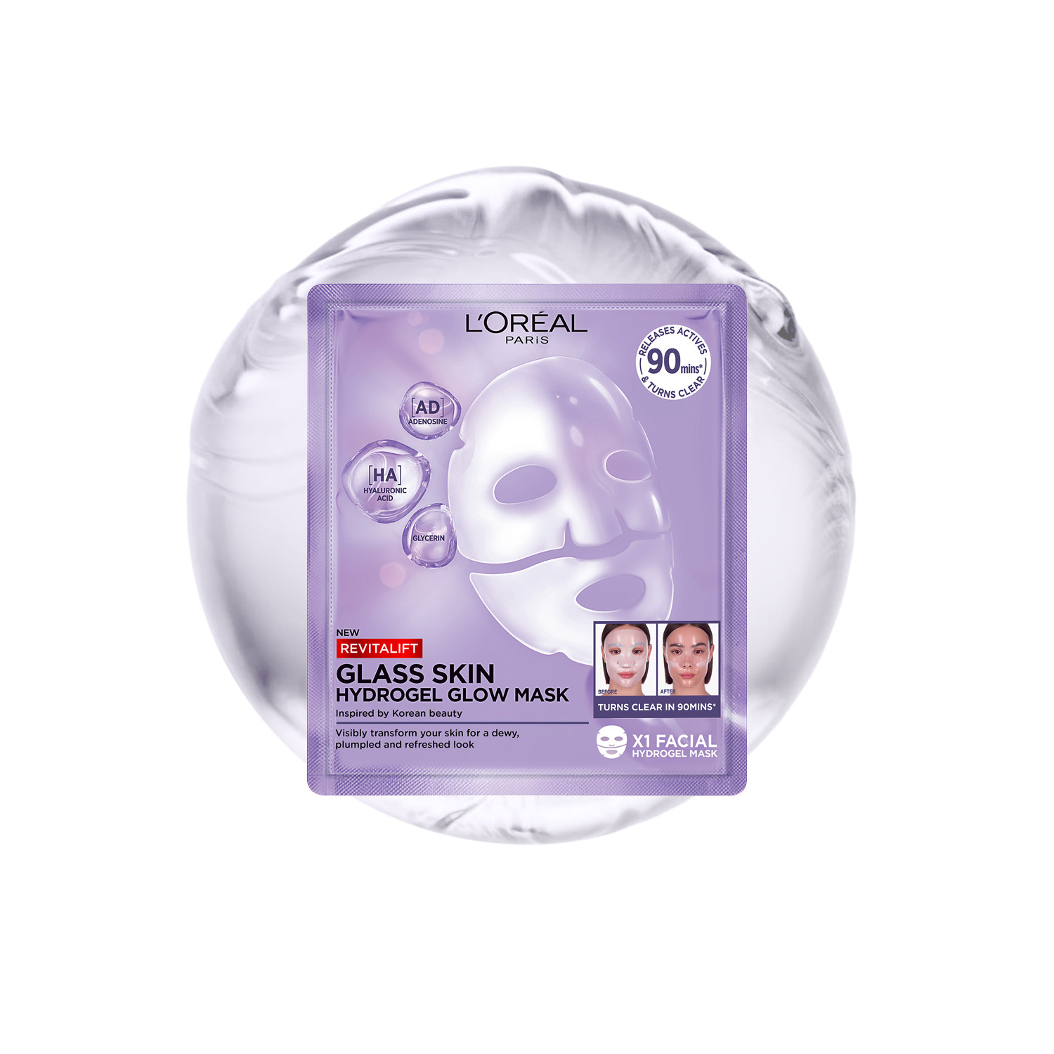 L'oréal Paris Revitalift Filler Glass Skin Hydrogel Glow Mask 4 Pcs | Refreshes Your Complexion In Just One Use | Delivers Results In Just 90 Minutes