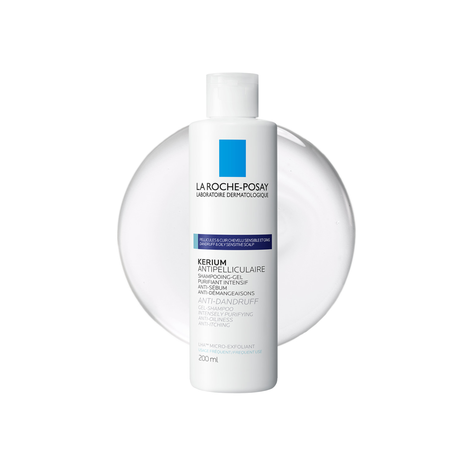 La Roche-Posay Kerium Anti-Dandruff Shampoo - 200Ml | Rebalances Scalp | Reduces Oiliness & Itchiness | Soothes Irritation | Reduces Flakes