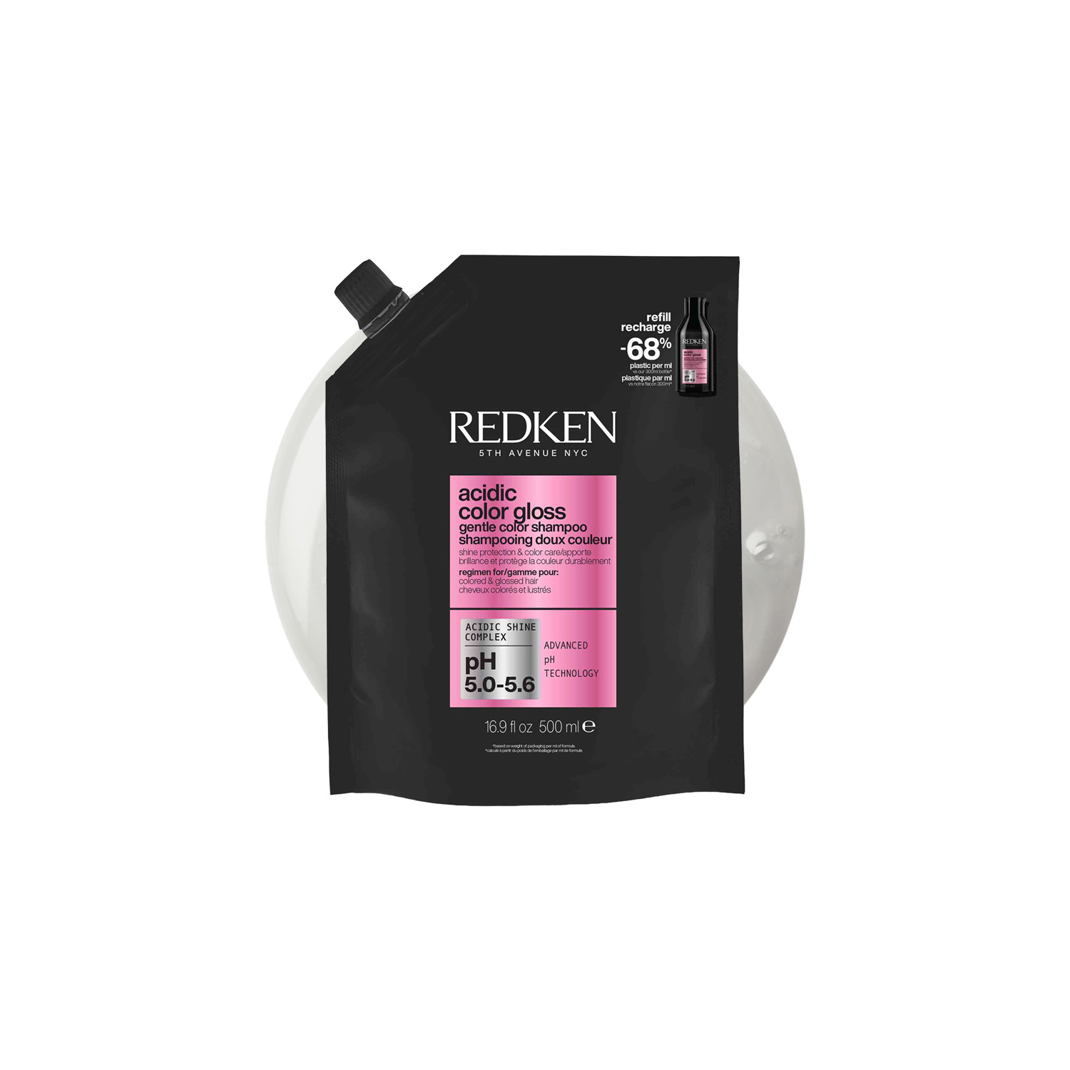 Redken Acidic Color Gloss Shampoo - 500Ml | Protects Against Dulling From Pollution & Heat | +76% Glass-Like Shine