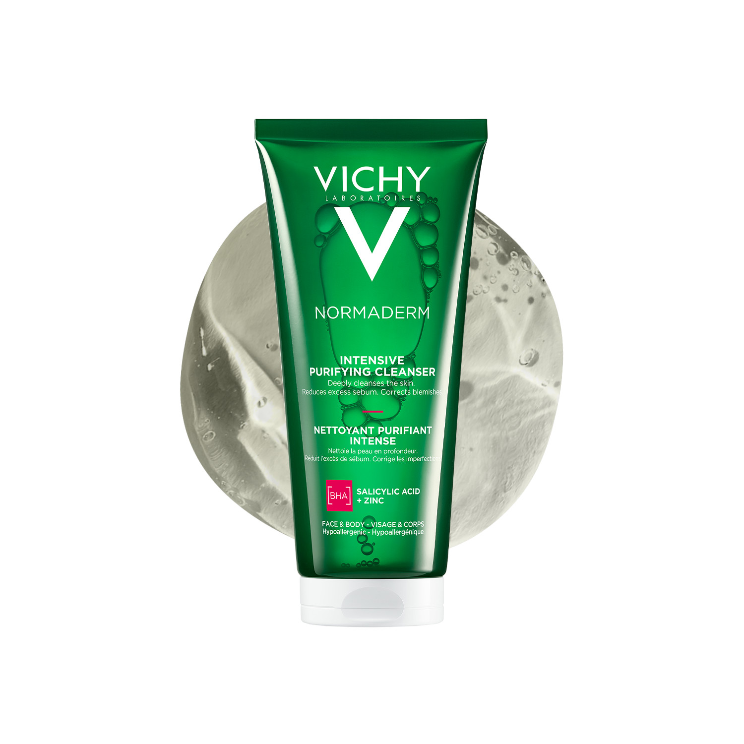 Vichy Normaderm Phytosolution Intensive Cleansing Gel - 200Ml | Salicylic Acid | Propylene Glycol | Purify & Unclog Pores | Blemish Prone Skin