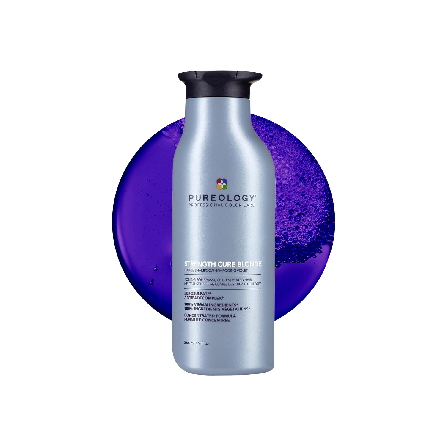 Pureology Purple Strength Cure Blonde Shampoo – 266Ml | Neutralises Brass | Brightens Blond Tones | Adds Shine