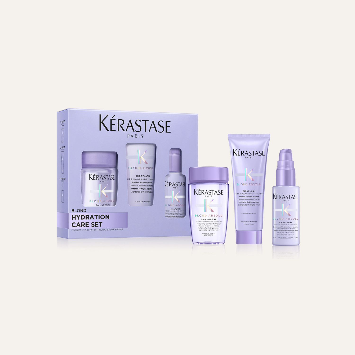 Kérastase Blond Absolu Essentials Gift Set - 1 Pcs | Shampoo Removes Impurities | Conditioner Tones Unwanted Brassiness | Heat Protection Serum
