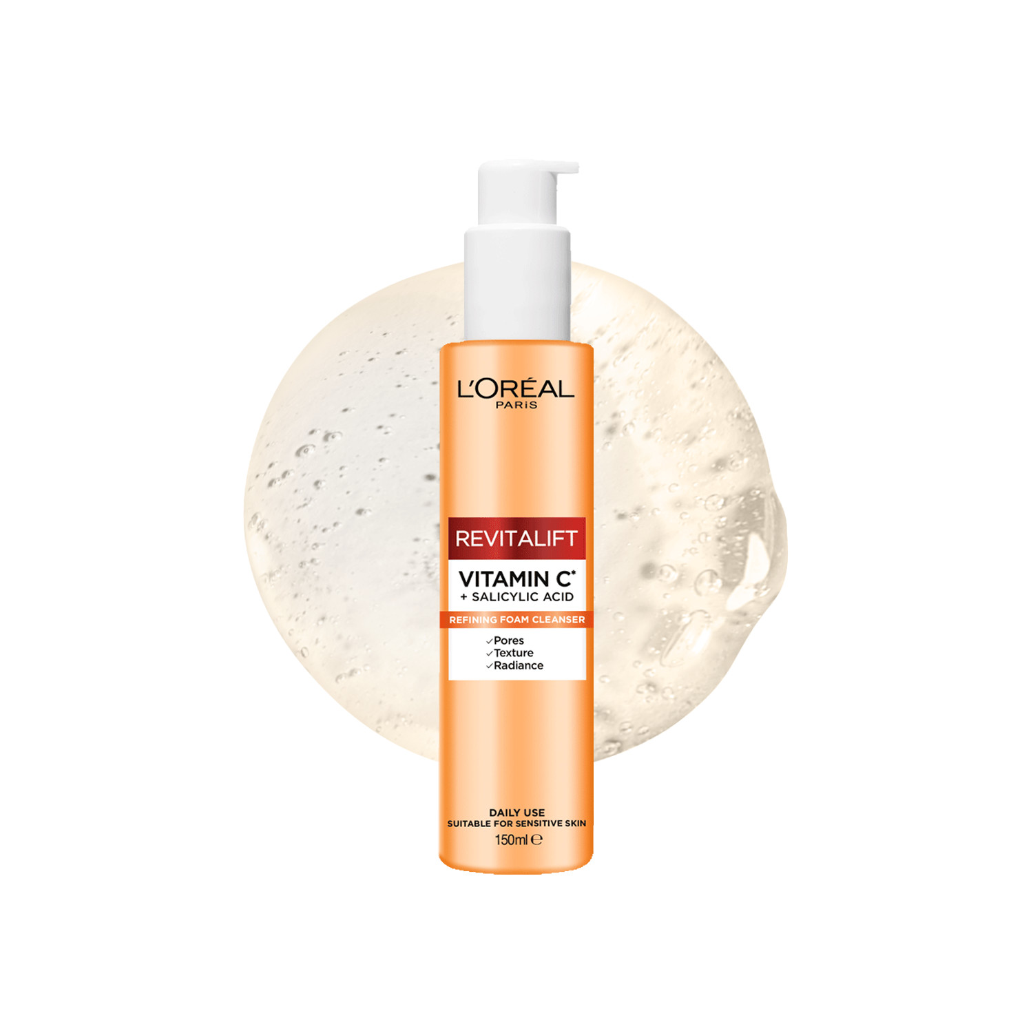 L'oréal Paris Revitalift Clinical Vitamin C Cleanser - 150Ml | Silicon Free | Vitamin C | Salicylic Acid | Unclogged Pores | Boosts Radiance & Glow