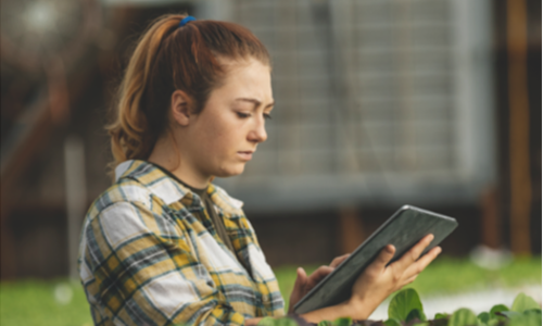 a next-gen client checks her financial plan on an ipad