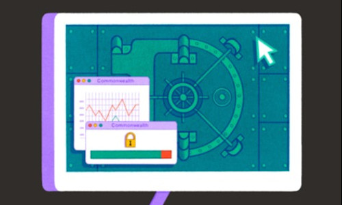 Computer screen running a security check up in a home work environment