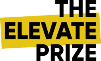 black and yellow logo with type reading: THE ELEVATE PRIZE