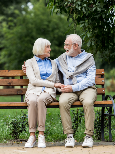 An older couple sitting on a picnic chair in thoughts about portfolio management, risk management, financial/estate/retirement income planning, tax/debt management, charitable planning,
women investors, financial literacy, ESG/sustainable investing.
