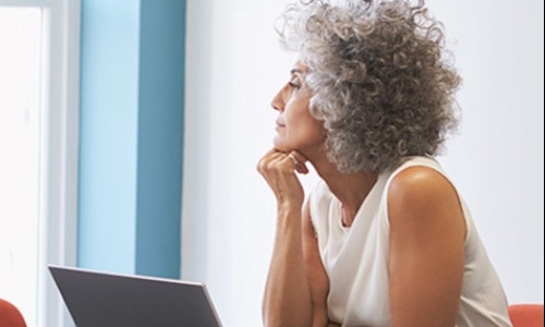 a single woman client thinking about financial security