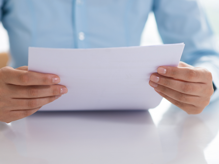 Person reading document