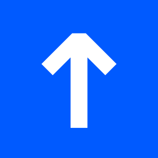 FlowUp arrow on our brand color background
