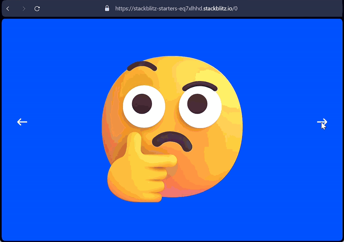 Router view transitions demo: emoji rotating between navigations
