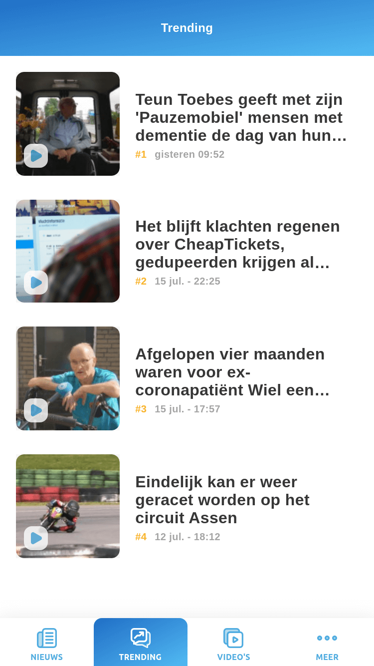News app - trending screen
