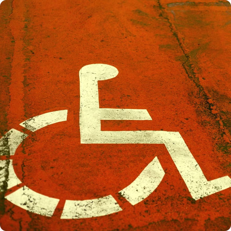 Accessibility drawing on an orange concrete Accessibility drawing on an orange concrete