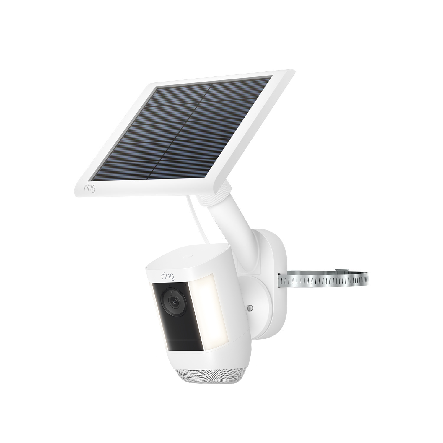 Spotlight Cam Pro Solar + Pole and Wall Mount (2K Video with Ring Vision) - White