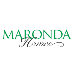 Maronda Homes logo with “MARONDA” in green uppercase and “Homes” in elegant black script on a transparent background.