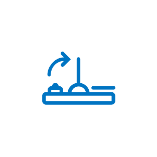 Blue icon of a setting mouse trap