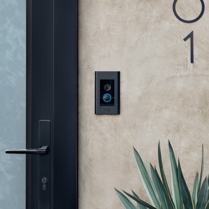 Video Doorbell Elite X mounted next to front door.