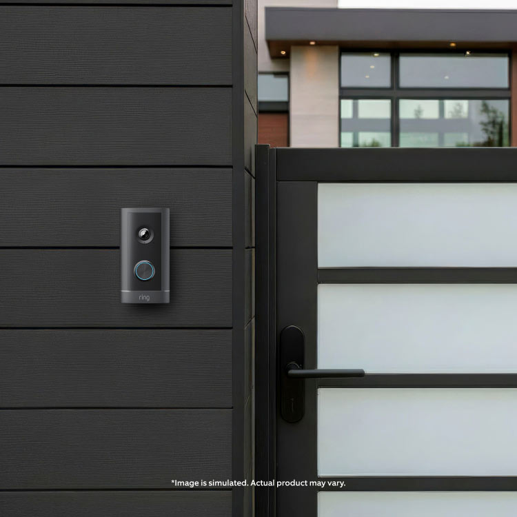 Deep Silver Wired Doorbell Elite (2nd Gen) mounted at the front door of a home.