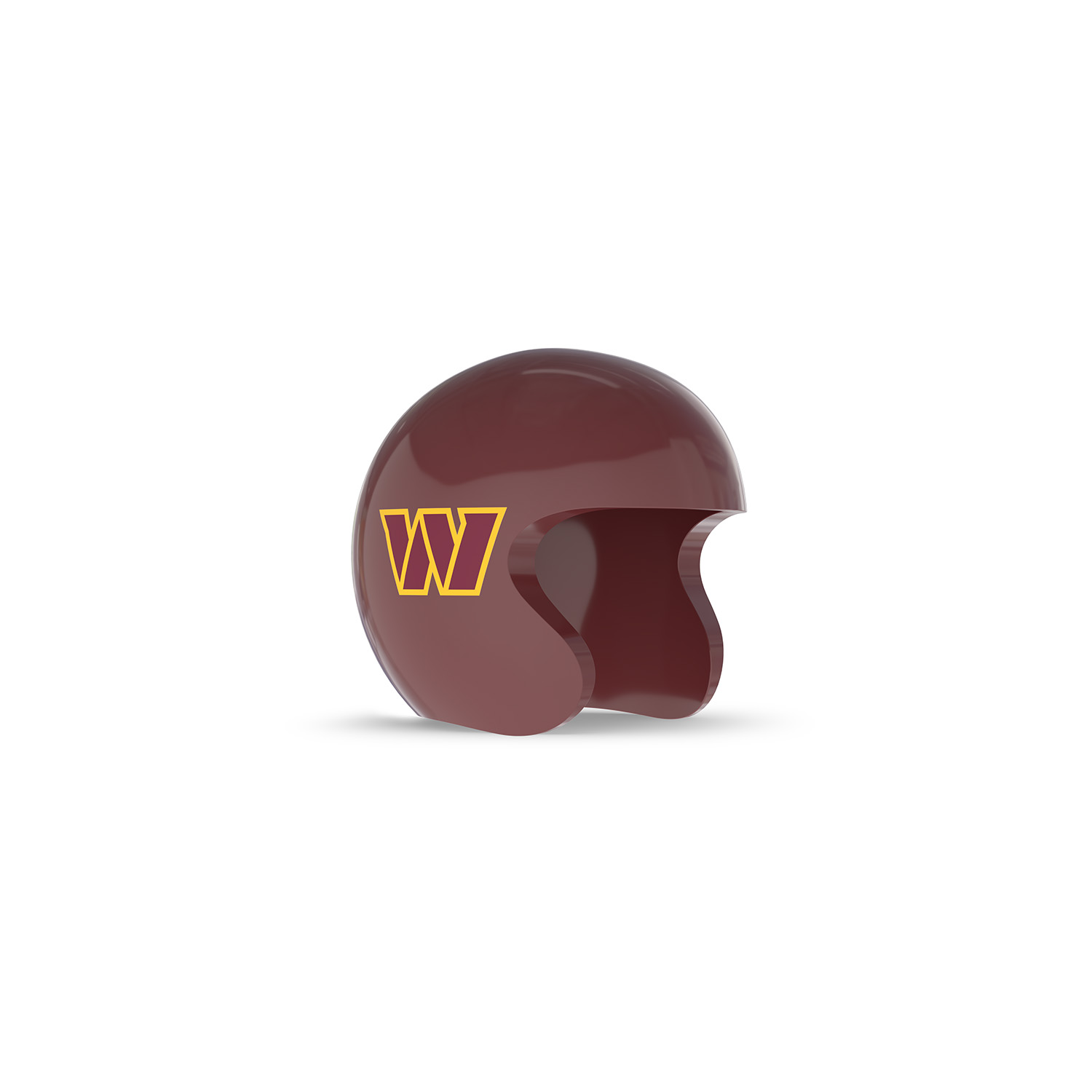 NFL Game Day Cam Cover (Indoor Cam, Pan-Tilt Indoor Cam) - NFC - Maroon open-face football helmet with a yellow “W” logo on the side, shown on a white background.