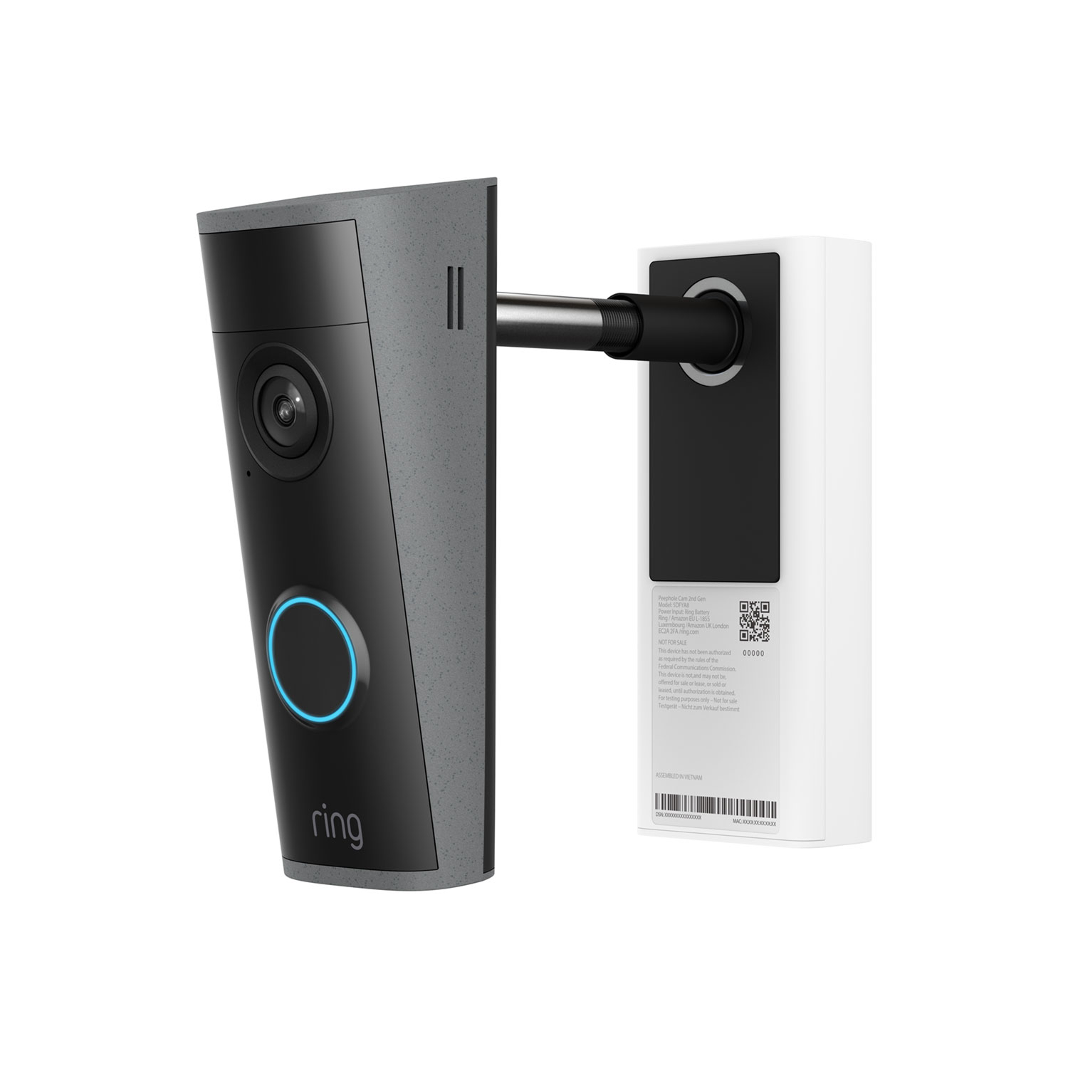 Peephole Cam 2K - Peephole Cam 2K mounted on a white angled bracket showing.