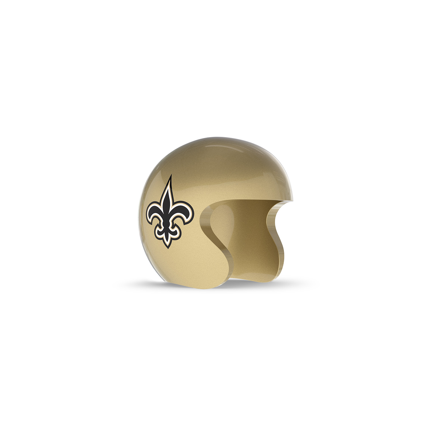 NFL Game Day Cam Cover (Indoor Cam, Pan-Tilt Indoor Cam) - NFC - Gold open-face football helmet with a black-and-white fleur-de-lis logo on the side, shown on a white background.