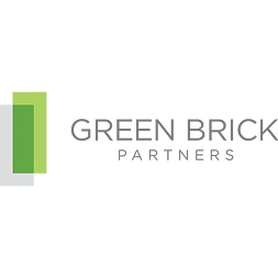 Green Brick Partners logo with overlapping green and gray rectangles beside the company name in black text on a white background.