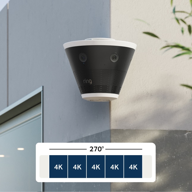 Ring Elite 270 mounted to the external corner of a building
