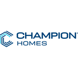 Champion Homes logo with a stylized blue “C” hexagon icon to the left and “CHAMPION HOMES” text in gradient blue on a black background