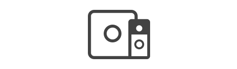 Black icon of a Ring Alarm Base Station and Video Doorbell.