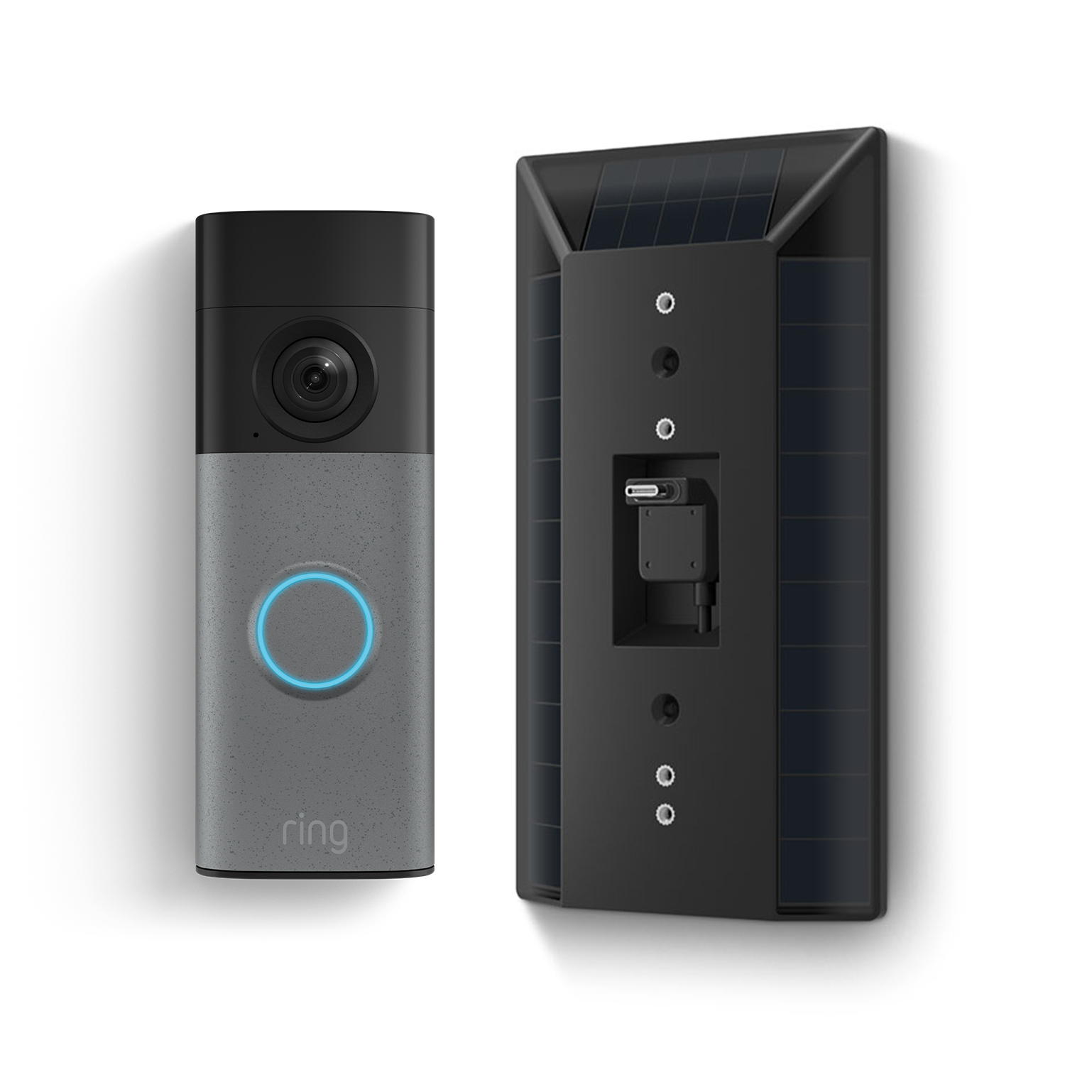 Battery Video Doorbell (2nd Gen) + Doorbell Solar Charger (Featuring Retinal 2K) - Battery / Speckled Grey / 1-Pack