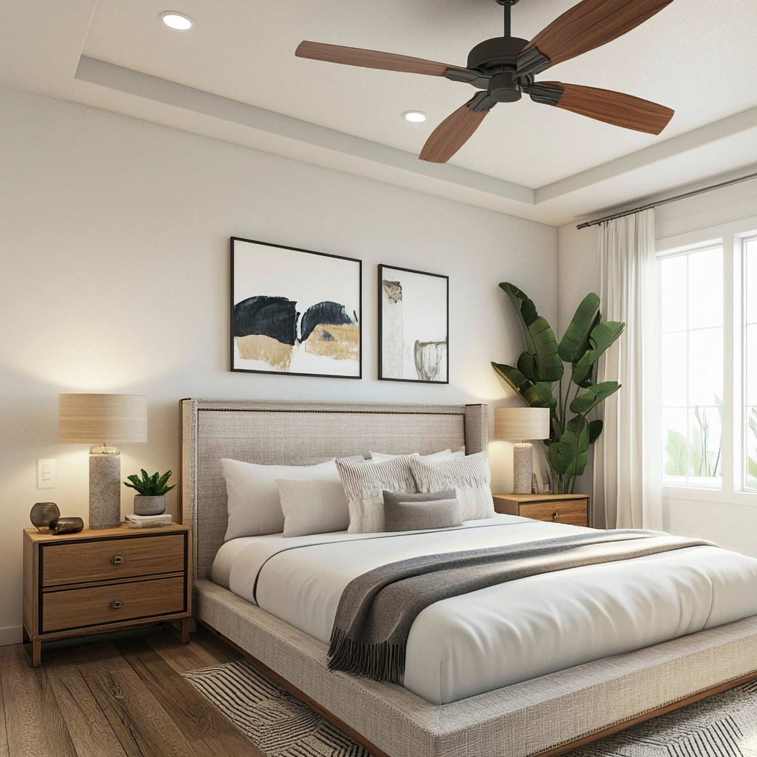 Smart Fan Control - Smart Fan Control shown on the wall in a bedroom.