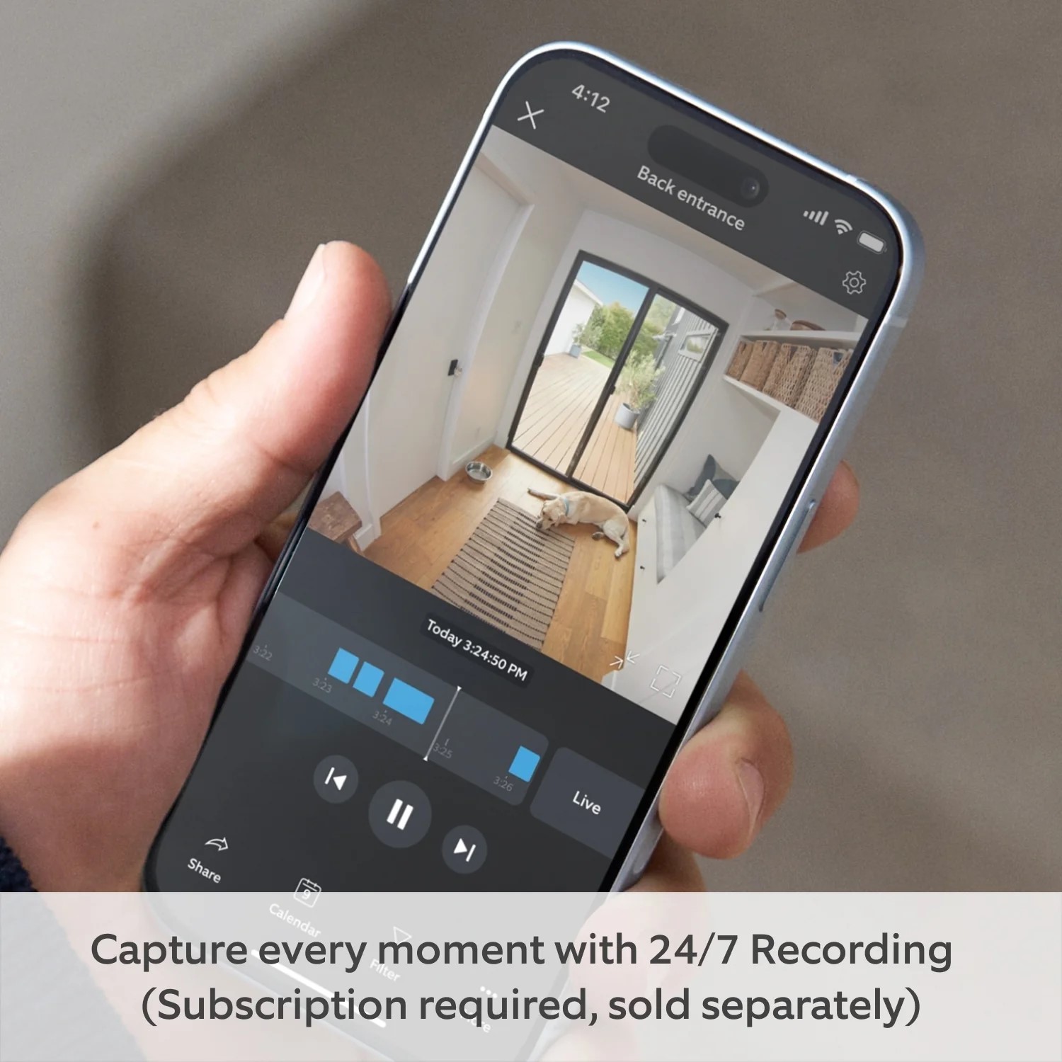 Pan-Tilt Indoor Camera - Ring App view of 24/7 recording