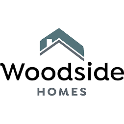 Woodside Homes logo with a teal house roof icon above the words “Woodside Homes” in black and gray.