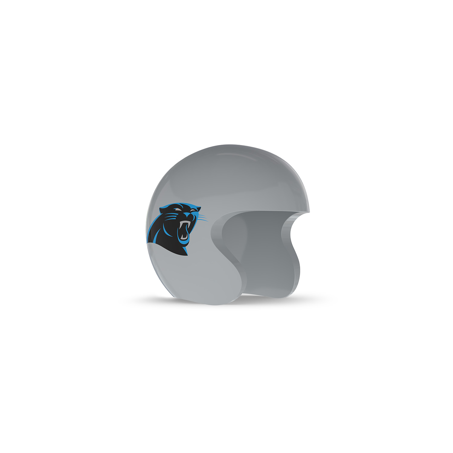 NFL Game Day Cam Cover (Indoor Cam, Pan-Tilt Indoor Cam) - NFC - Gray open-face football helmet with a black-and-blue panther logo on the side, shown on a white background.