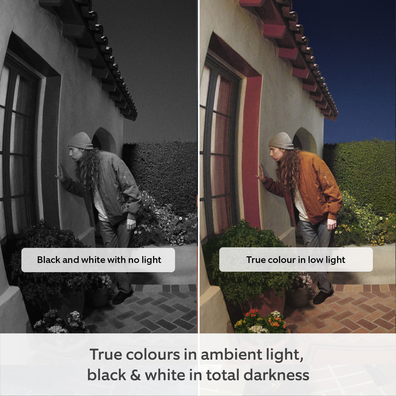  Battery Video Doorbell Pro (2nd Gen) - Low-Light Sight  Adaptive Night Vision True colours in ambient light Black & white in total darkness