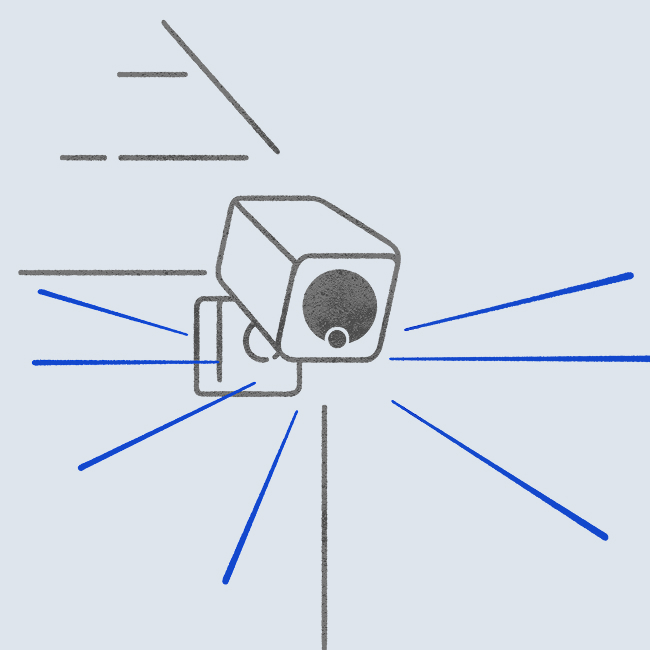 Visual of an outdoor security camera.