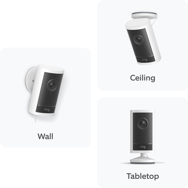 A variety of mounting options for Ring Outdoor Cam Pro, with text below each that reads: 