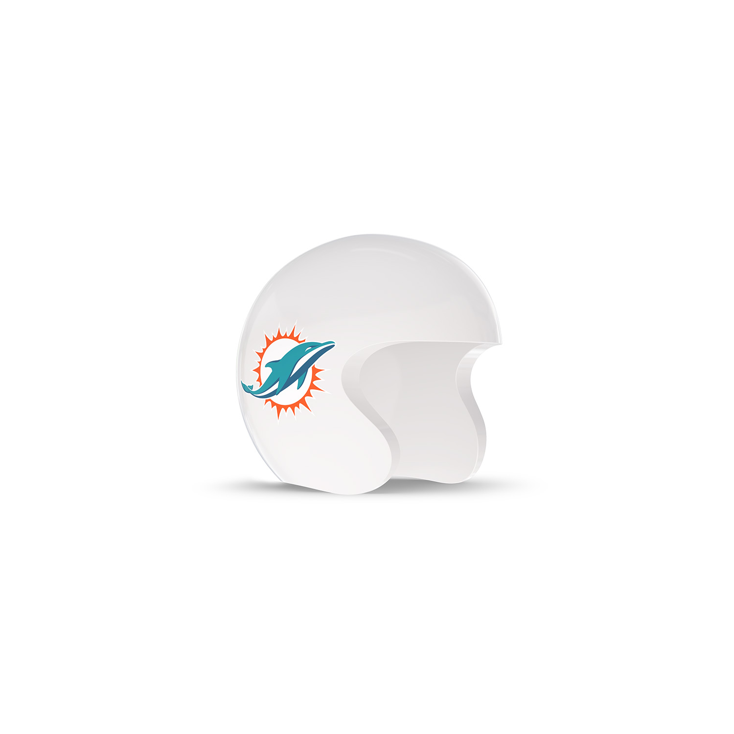 NFL Game Day Cam Cover (Indoor Cam, Pan-Tilt Indoor Cam) - AFC - White football helmet with a teal dolphin logo and orange sunburst on the side, shown against a plain white background.