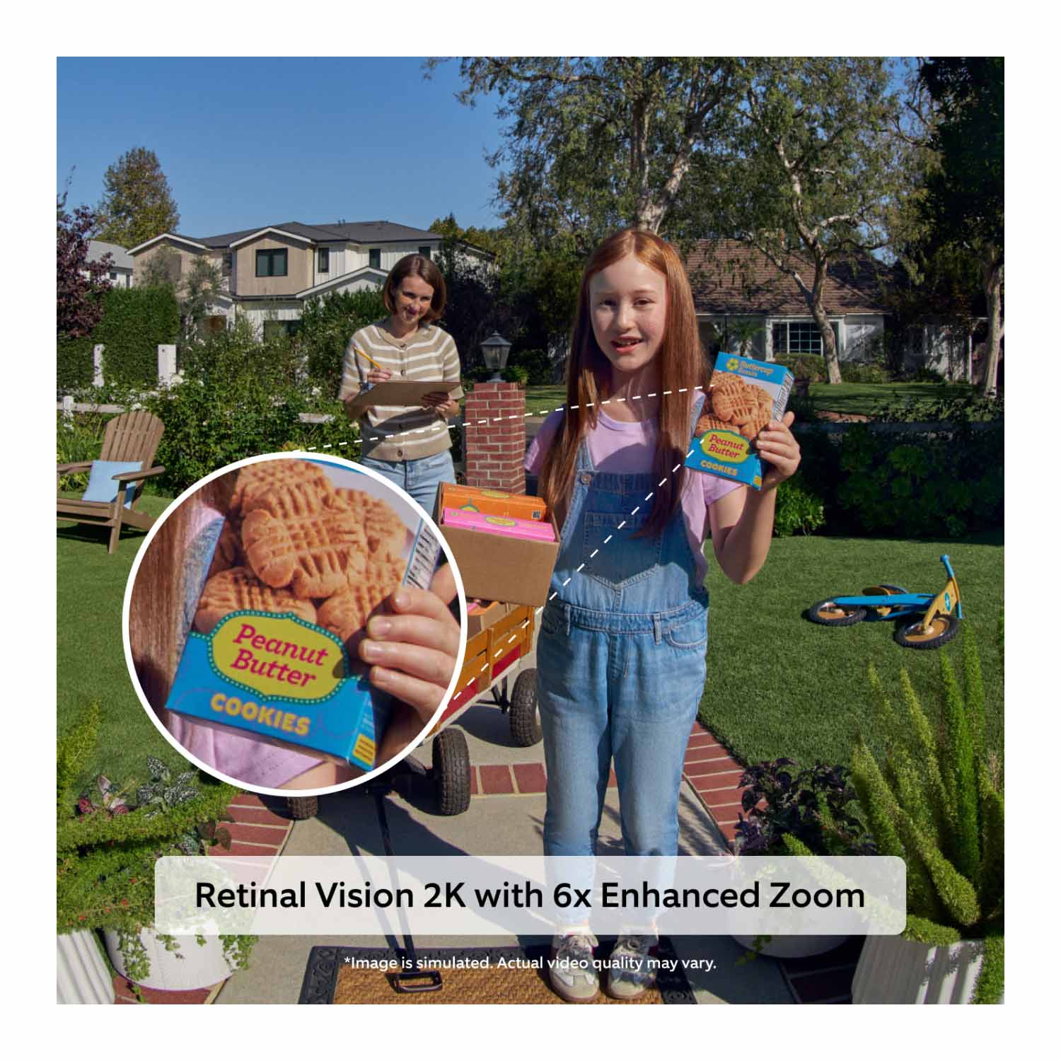 Battery Doorbell (Newest Model) - Image shows aretinal 2k zoom feature on visitors at the front door.