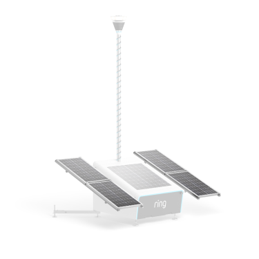 Ring Solar Panel Kit - Ring-branded portable unit with four solar panels and a tall pole-mounted device, shown on a white background.