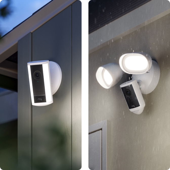 outdoor floodlight security camera white