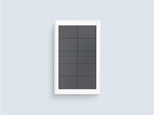 Ring Small Solar Panel with white frame and black photovoltaic surface, designed for charging Ring USB-C cameras.