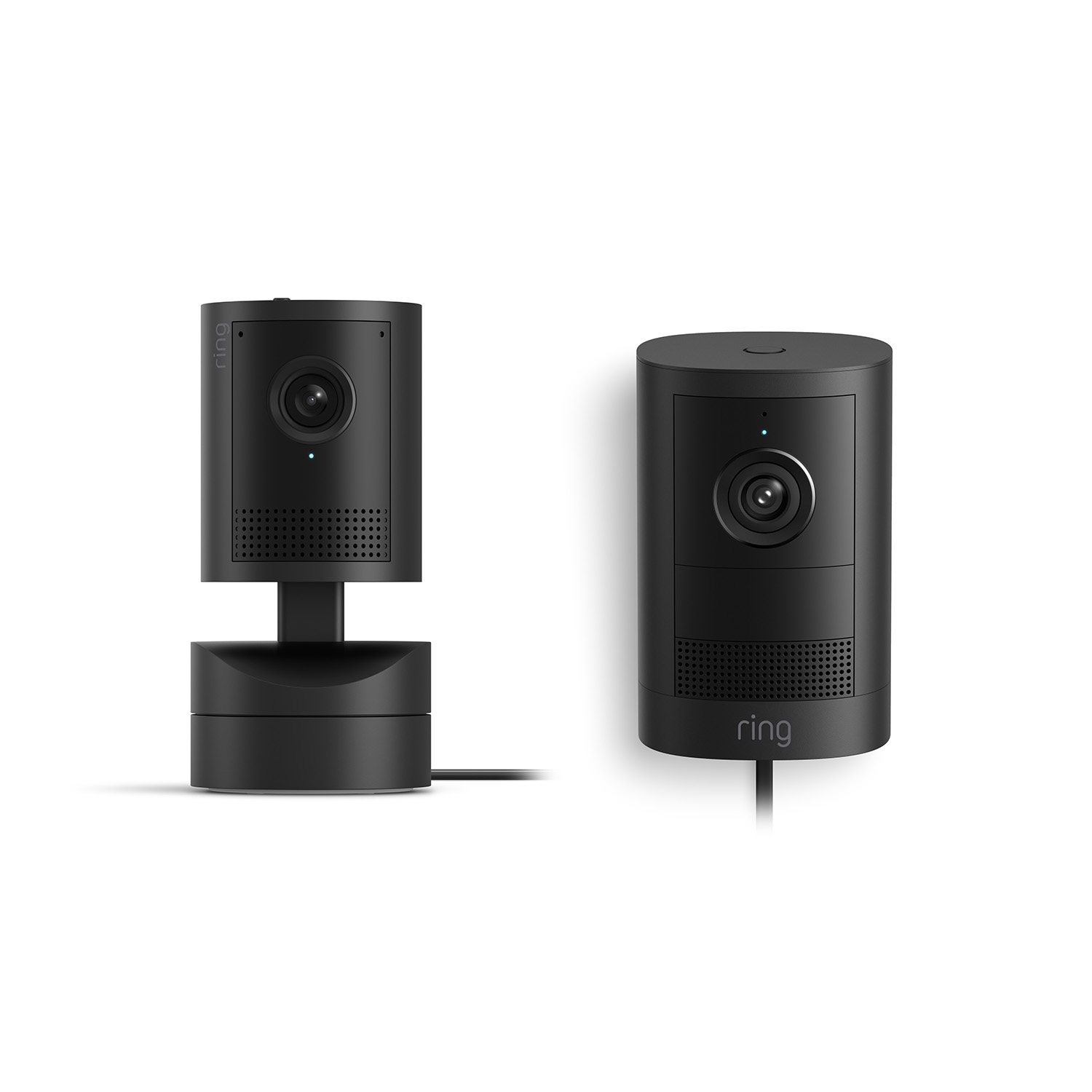 Outdoor Cam 2K + Pan-Tilt Indoor Cam 2K - Ring Outdoor Cam 2K Plug-In and Pan-Tilt Indoor Cam 2K in Black.
