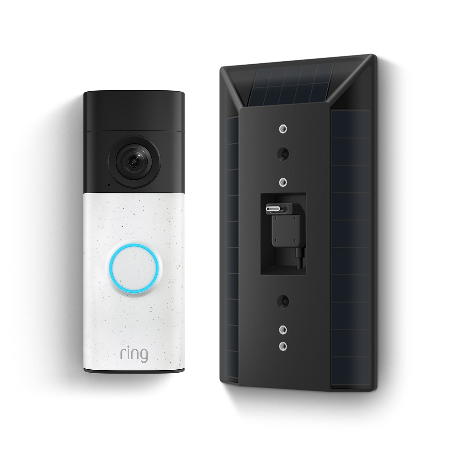 Battery Video Doorbell (2nd Gen) + Doorbell Solar Charger (Featuring Retinal 2K) - Battery / Speckled White / 1-Pack